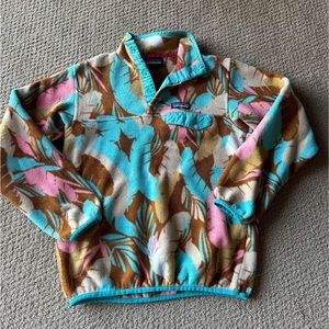Patagonia Synchilla T-Snap Fleece Feather Dance Pink Blue Aztec Printed Popover